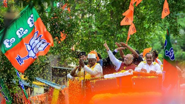 BJP president Amit Shah on Thursday said his party will win at least 130 seats in the May 12 Karnataka assembly elections and that BS Yeddyurappa will be the next chief minister of the state. Speaking at a press conference hours before campaign for the election formally closes, the BJP president also attacked the Siddaramaiah government for its alleged failure to maintain law and order in the state. (PTI File)