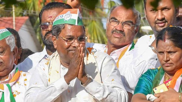 Karnataka chief minister Siddaramaiah during a roadshow in Chamundeshwari on May 10. (PTI Photo) Karnataka chief minister Siddaramaiah during a roadshow in Chamundeshwari on May 10. (PTI Photo)