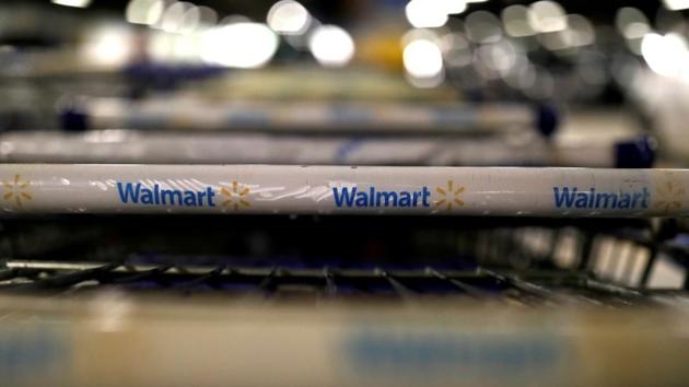 The logo of Walmart is seen on shopping trolleys at their store in Sao Paulo, Brazil.(Reuters File Photo)