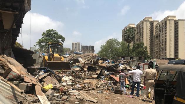 The demolition process took a long time because the alignment of the new extension of the road was not finalised. (HT PHOTO) The demolition process took a long time because the alignment of the new extension of the road was not finalised. (HT PHOTO)