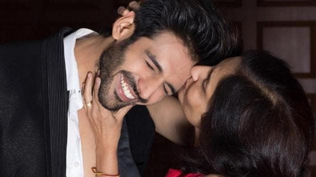 Actor Kartik Aaryan with his mother Mala Tiwari.