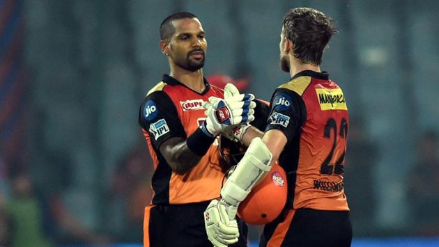 Kane Williamson (L) and Shikhar Dhawan celebrate after beating Delhi Daredevils. (PTI) Kane Williamson (L) and Shikhar Dhawan celebrate after beating Delhi Daredevils. (PTI)