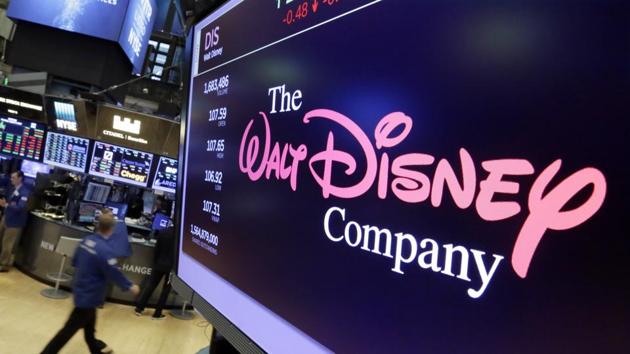 The Walt Disney Co. logo appears on a screen above the floor of the New York Stock Exchange.(AP File Photo)