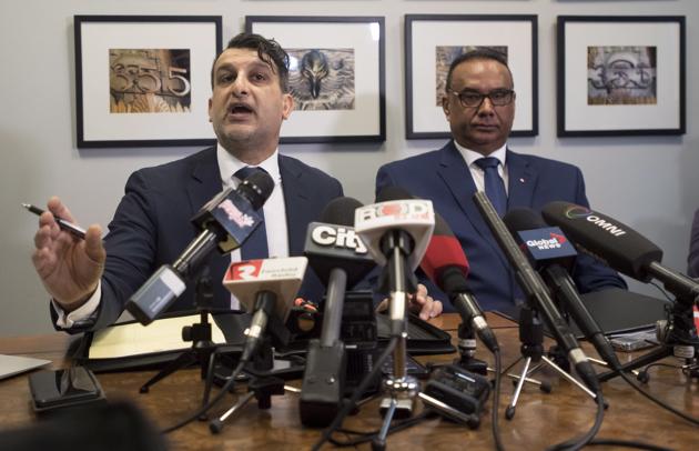 Jaspal Atwal (right) with his lawyer Rishi T Gill at a news conference in Vancouver on March, 8, 2018. (AP) Jaspal Atwal (right) with his lawyer Rishi T Gill at a news conference in Vancouver on March, 8, 2018. (AP)