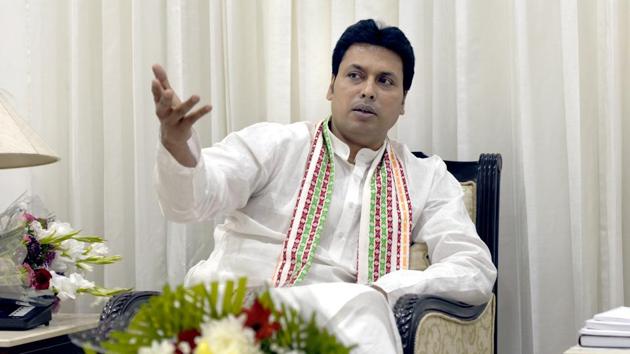 Tripura chief minister Biplab Kumar Deb on Wednesday said that famous Indian poet Rabindranath Tagore refused the Nobel Prize in protest against the British, inviting controversy through contentious statements for probably the fifth time since he assumed charge of the state two months ago. (Sushil Kumar / HT File) Tripura chief minister Biplab Kumar Deb on Wednesday said that famous Indian poet Rabindranath Tagore refused the Nobel Prize in protest against the British, inviting controversy through contentious statements for probably the fifth time since he assumed charge of the state two months ago. (Sushil Kumar / HT File)