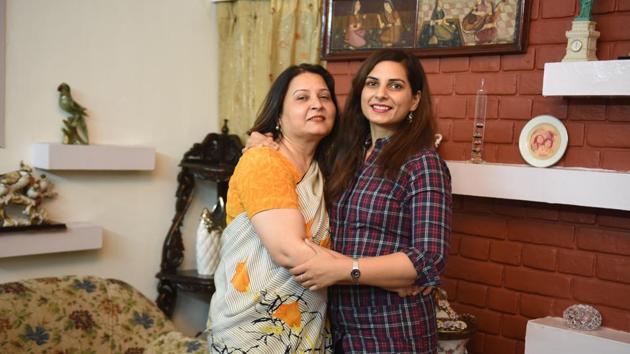 Sonali Arora with daughter Megha in Chandigarh. (Sanjeev Sharma/HT) Sonali Arora with daughter Megha in Chandigarh. (Sanjeev Sharma/HT)