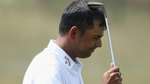 Anirban Lahiri’s missed par-putt on eighth saw him drop his first bogey on the day, which followed a bogey on Par-5 ninth. Then came a three-putt on 10th and that ruined the day and the round for him at the Players Championship golf tournament.(Getty Images)