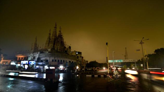 A view of Durga Mata in Ludhiana.The city also witnessed showers on Saturday. (Gurpreet Singh/HT)