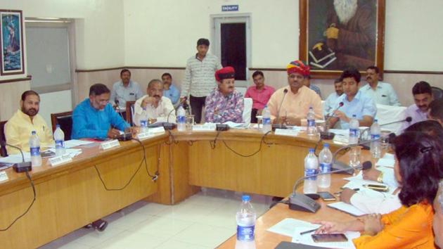 The meeting was held on the district collectorate premises to review performance of departments.(HT PHOTO)