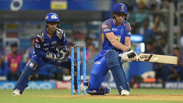 Jos Buttler in action for Rajasthan Royals during their Indian Premier League (IPL) 2018 match against Mumbai Indians on Sunday. (PTI) Jos Buttler in action for Rajasthan Royals during their Indian Premier League (IPL) 2018 match against Mumbai Indians on Sunday. (PTI)