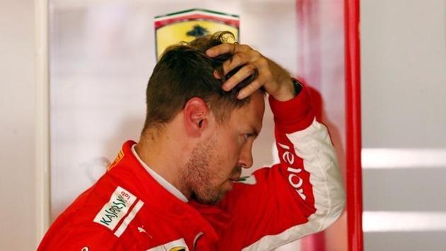 Sebastian Vettel finished fourth in the Spanish Grand Prix, the third consecutive time he had finished off the podium in the 2018 Formula One season.(REUTERS)