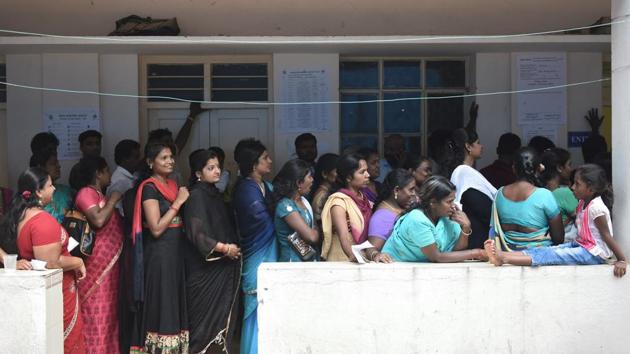 Voters wait in queue to cast their vote during Karnataka assembly elections on May 12. A survey by Centre for Media Studies says the Karnataka polls were the most expensive ever in terms of money spent by parties and candidates. (Arijit Sen/HT Photo) Voters wait in queue to cast their vote during Karnataka assembly elections on May 12. A survey by Centre for Media Studies says the Karnataka polls were the most expensive ever in terms of money spent by parties and candidates. (Arijit Sen/HT Photo)