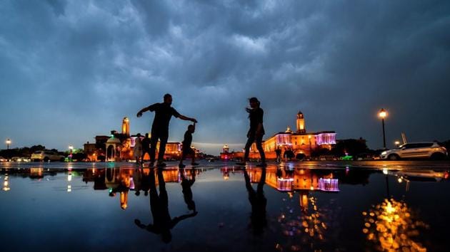 A view at Raisina Hill after the thunderstorm in New Delhi on Sunday. The forecast said thunderstorms and squall with wind speed reaching up to 70kmph were likely at isolated places over eastern UP, the Northeast, West Bengal, Odisha and Jharkhand. Gusty winds were likely in Punjab, Haryana, UP, Chhattisgarh, Bihar, Telangana, Andhra Pradesh, Karnataka, Tamil Nadu, Puducherry, Lakshadweep and Kerala. (Arun Sharma / PTI) A view at Raisina Hill after the thunderstorm in New Delhi on Sunday. The forecast said thunderstorms and squall with wind speed reaching up to 70kmph were likely at isolated places over eastern UP, the Northeast, West Bengal, Odisha and Jharkhand. Gusty winds were likely in Punjab, Haryana, UP, Chhattisgarh, Bihar, Telangana, Andhra Pradesh, Karnataka, Tamil Nadu, Puducherry, Lakshadweep and Kerala. (Arun Sharma / PTI)