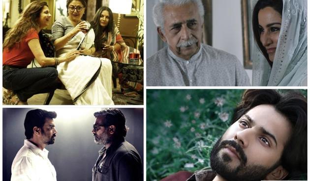Scenes from the films (clockwise from left) Sonata, The Hungry, October and Vikram Vedha, which will be screened at the 13th Habitat Film Festival. Scenes from the films (clockwise from left) Sonata, The Hungry, October and Vikram Vedha, which will be screened at the 13th Habitat Film Festival.
