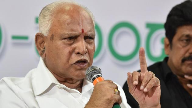 Karnataka BJP president and the chief ministerial candidate BS Yeddurappa during a press conference in Bengaluru, on May 6, 2018. (Arijit Sen/HT File Photo) Karnataka BJP president and the chief ministerial candidate BS Yeddurappa during a press conference in Bengaluru, on May 6, 2018. (Arijit Sen/HT File Photo)