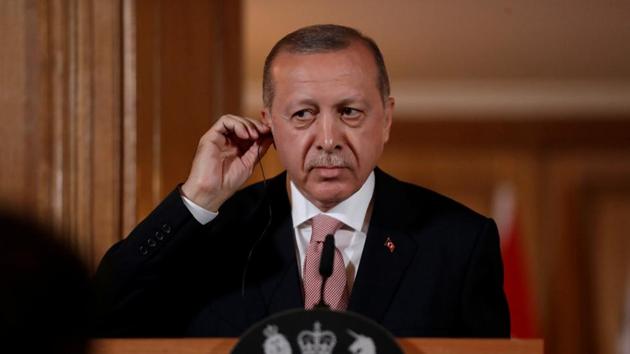 Turkey's President Recep Tayyip Erdogan, listens during a news conference with British Prime Minister Theresa May after their meeting at 10 Downing Street in London, Britain, May 15, 2018.(REUTERS) Turkey's President Recep Tayyip Erdogan, listens during a news conference with British Prime Minister Theresa May after their meeting at 10 Downing Street in London, Britain, May 15, 2018.(REUTERS)