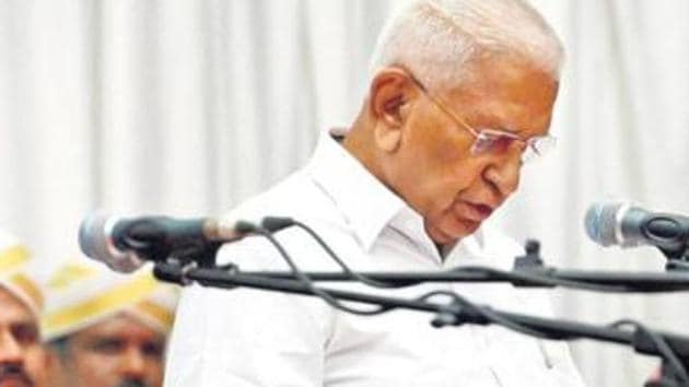 Vajubhai Vala takes oath as Karnataka’s governor. (PTI File Photo) Vajubhai Vala takes oath as Karnataka’s governor. (PTI File Photo)