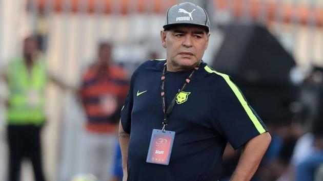 Diego Maradona recently finished a tenure as coach of the United Arab Emirates’ second-division club Al Fujairah. (AFP) Diego Maradona recently finished a tenure as coach of the United Arab Emirates’ second-division club Al Fujairah. (AFP)