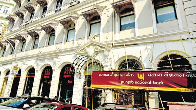 Punjab National Bank, at Brady House branch where the PNB fraud case involving jeweller Nirav Modi was allegedly carried out of this branch in Mumbai.(Livemint File Photo)