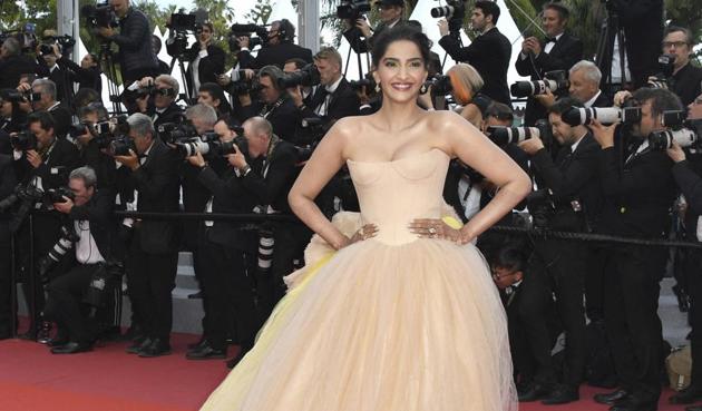Sonam Kapoor makes her second red carpet appearance at Cannes this year.(AP)