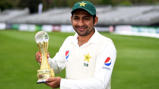 Pakistan's captain Sarfraz Ahmed poses with the trophy after winning the Test vs Ireland in Dublin on May 15, 2018. (REUTERS) Pakistan's captain Sarfraz Ahmed poses with the trophy after winning the Test vs Ireland in Dublin on May 15, 2018. (REUTERS)