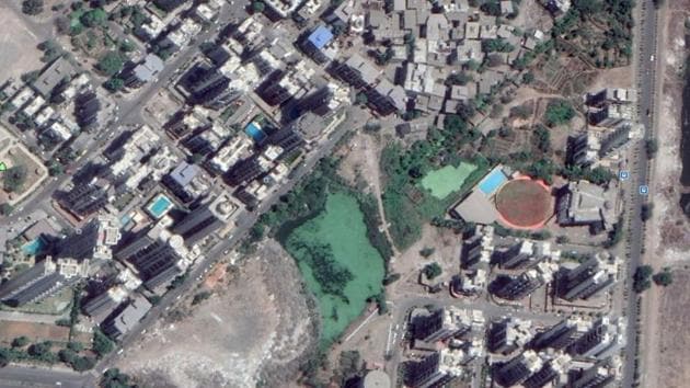 Citizens submitted satellite images that show 75% of the water body has been reclaimed.(HT Photo)