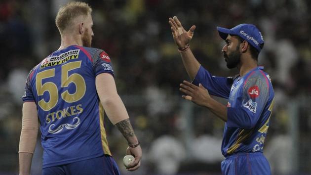 Rajasthan Royals captain Ajinkya Rahane, right, and their most expensive player Ben Stokes have been inconsistent in IPL 2018(AP)