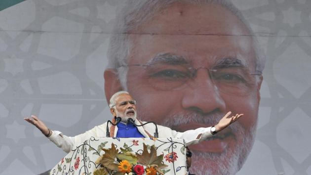 In the history of Indian politics, Modi enjoys a unique place and his personality has always sparked a debate. His political statements might have invited criticism from a certain section of society, but if you look at the politics of the last four years, he has managed to stay one step ahead (Waseem Andrabi.HT) In the history of Indian politics, Modi enjoys a unique place and his personality has always sparked a debate. His political statements might have invited criticism from a certain section of society, but if you look at the politics of the last four years, he has managed to stay one step ahead (Waseem Andrabi.HT)
