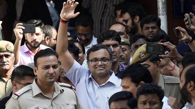 Karti Chidambaram, son of Former Finance Minister P. Chidambaram at Patiala House Court in connection with the INX Media money laundering case, in New Delhi. (PTI File Photo) Karti Chidambaram, son of Former Finance Minister P. Chidambaram at Patiala House Court in connection with the INX Media money laundering case, in New Delhi. (PTI File Photo)