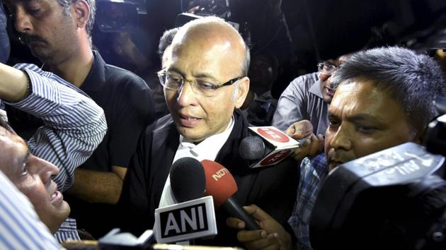Senior Congress leader Abhishek Singhvi arrives at Supreme Court for the hearing of a petition challenging Karnataka Governor's decision, in New Delhi.(PTI File Photo) Senior Congress leader Abhishek Singhvi arrives at Supreme Court for the hearing of a petition challenging Karnataka Governor's decision, in New Delhi.(PTI File Photo)