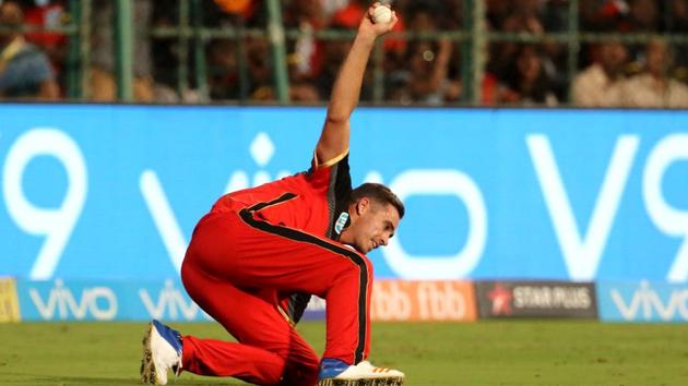 Tim Southee seemed to have taken a clean catch off Alex Hales in the IPL 2018 match between Royals Challengers Bangalore and Sunrisers Hyderabad on Thursday.(BCCI)