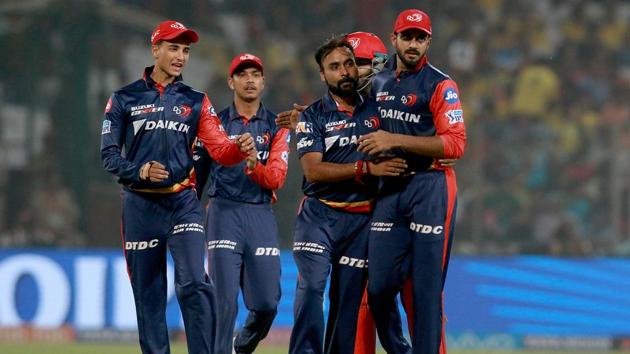 Amit Mishra celebrates with teammates the wicket of Shane Watson during match fifty two of the 2018 Indian Premier League (IPL) 2018 between Delhi Daredevils and Chennai Super Kings at the Feroz Shah Kotla Ground. Follow highlights of Delhi Daredevils vs Chennai Super Kings, IPL 2018 match here(BCCI)