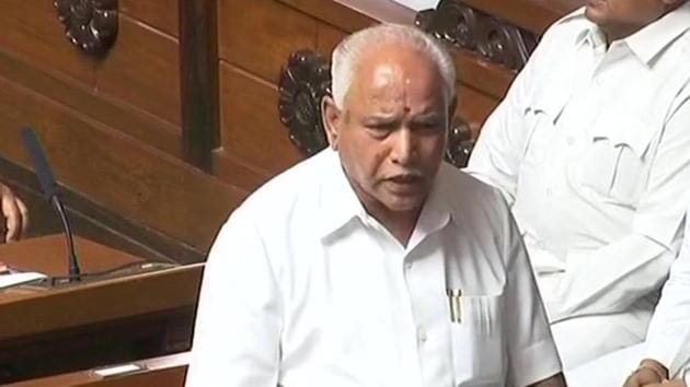 Former Karnataka chief minister BS Yeddyurappa making a speech in the Karnataka assembly on Saturday (ANI Photo) Former Karnataka chief minister BS Yeddyurappa making a speech in the Karnataka assembly on Saturday (ANI Photo)