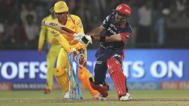 Glenn Maxwell is clean bold by Ravindra Jadeja. (AP)