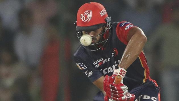 Harshal Patel plays a shot en route to a quick-fire 36 off 16 balls. (AP)