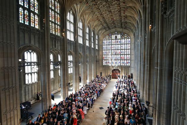 A general view of guests at St. George's Chapel in Windsor Castle in Windsor, near London. (Danny Lawson/Pool via REUTERS) A general view of guests at St. George's Chapel in Windsor Castle in Windsor, near London. (Danny Lawson/Pool via REUTERS)