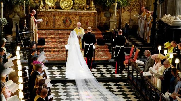 Prince Harry made his vow to take Meghan to be his wife “for better, for worse, for richer, for poorer, in sickness and in health, to love and to cherish, till death us do part”. Markle repeated the same words. (Owen Humphreys / Pool via REUTERS ) Prince Harry made his vow to take Meghan to be his wife “for better, for worse, for richer, for poorer, in sickness and in health, to love and to cherish, till death us do part”. Markle repeated the same words. (Owen Humphreys / Pool via REUTERS )