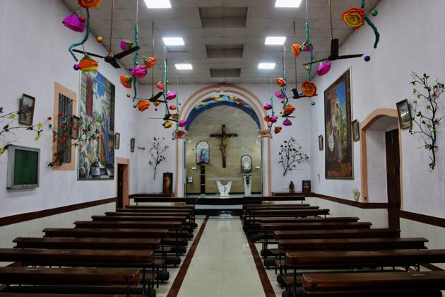 This church is still frequented and conducts a mass every month. (PRAFUL GANGURDE/HT PHOTO)
