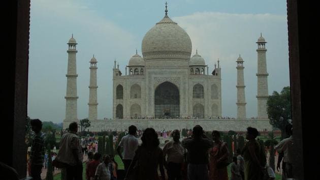 A view of the Taj Mahal. The heritage site is currently the subject of a legal battle between the UP Sunni Central Waqf Board and the Archaeological Survey of India.(Vijayanand Gupta/HT File Photo)