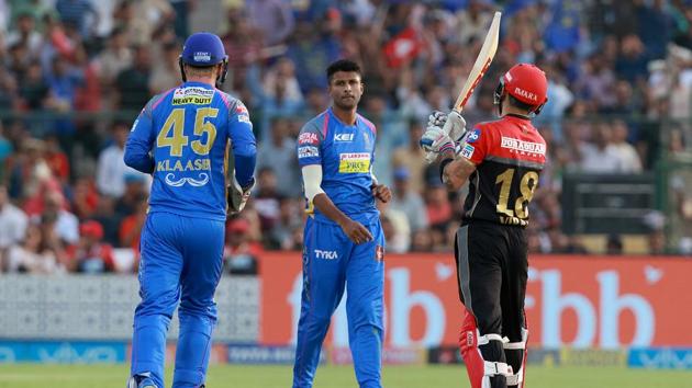 Krishnappa Gowtham got the massive wicket of Virat Kohli for 4 as RR made a great start. (BCCI)