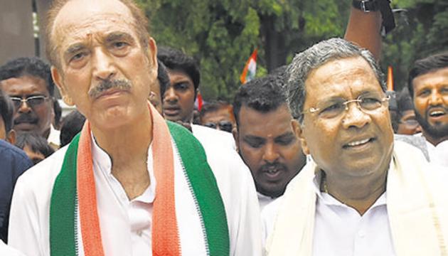 Experienced Congress leaders Ghulam Nabi Azad, 69, and Ashok Gehlot, 67, helped outfox the BJP by offering support to the JD(S) with HD Kumaraswamy as the chief minister. (HT/Arijit Sen) Experienced Congress leaders Ghulam Nabi Azad, 69, and Ashok Gehlot, 67, helped outfox the BJP by offering support to the JD(S) with HD Kumaraswamy as the chief minister. (HT/Arijit Sen)