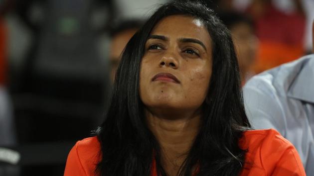 P.V.Sindhu was at the Rajiv Gandhi International Cricket Stadium in Hyderabad on 19th May, 2018, to watch the IPL 2018 game between Sunrisers Hyderabad and Kolkata Knight Riders.(BCCI)