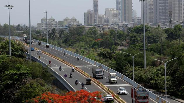 Navi Mumbai, India - May 21, 2018: An Airel View of newly built Ghansoli Talavli Flyover in Navi Mumbai, India, on Monday, May 21, 2018. (Photo by Bachchan Kumar/ Hindustan Times)(Hindustan Times)