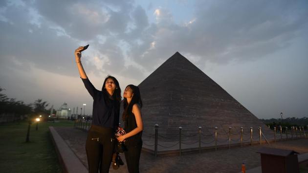 The jury’s still out on how the Egyptians managed a feat like the Great Pyramid at Giza almost 5,000 years ago, let alone at what cost. These replicas, and the entire lakeside park were completed at Rs 20 crore. (Raj K Raj / HT Photo) The jury’s still out on how the Egyptians managed a feat like the Great Pyramid at Giza almost 5,000 years ago, let alone at what cost. These replicas, and the entire lakeside park were completed at Rs 20 crore. (Raj K Raj / HT Photo)