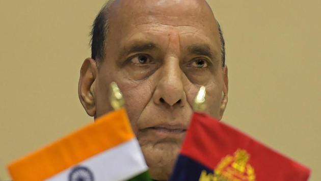 Union home minister Rajnath Singh during the 16th BSF Investiture Ceremony-2018 at Vigyan Bhawan in New Delhi, on Tuesday. (PTI Photo) Union home minister Rajnath Singh during the 16th BSF Investiture Ceremony-2018 at Vigyan Bhawan in New Delhi, on Tuesday. (PTI Photo)