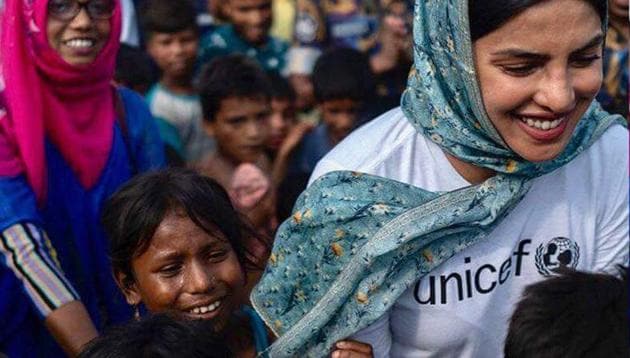Priyanka Chopra meets Rohingya refugees. (Twitter)