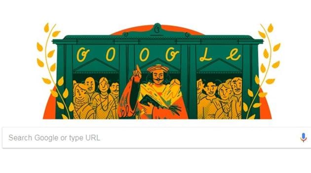 The doodle on Roy, created by Beena Mistry, a designer based out of Toronto, shows Roy speaking at a public meeting with his detractors in the background.(Screenshot)