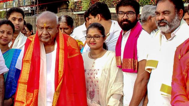 Congress’ DK Shivakumar, a strong Vokkaliga leader, is considered an arch rival of JD(S) chief and former PM Deve Gowda (pictured). (PTI) Congress’ DK Shivakumar, a strong Vokkaliga leader, is considered an arch rival of JD(S) chief and former PM Deve Gowda (pictured). (PTI)