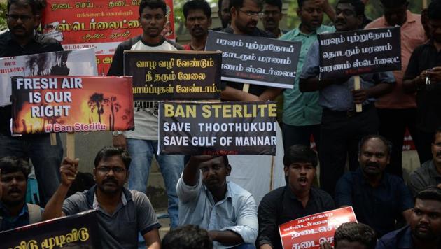 Residents along with their children hold placards and shout slogan demanding to shutdown a copper smelter company 'Sterlite' at Thoothukudi in Chennai on April 1, 2018. (AFP File Photo) Residents along with their children hold placards and shout slogan demanding to shutdown a copper smelter company 'Sterlite' at Thoothukudi in Chennai on April 1, 2018. (AFP File Photo)