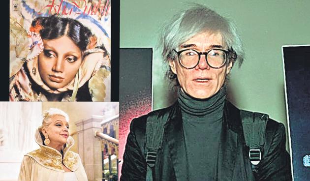 Asha Puthil, a cover of her album, and Andy Warhol.